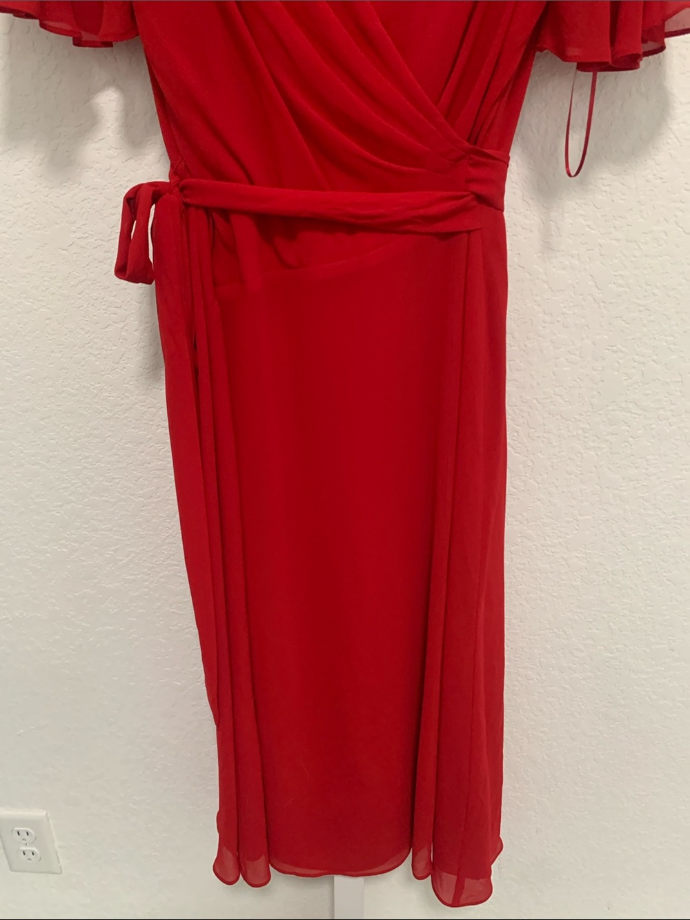 NWT Lauren Ralph Lauren Red Short Sleeve Midi Wrap Dress - Picture 5 of 10